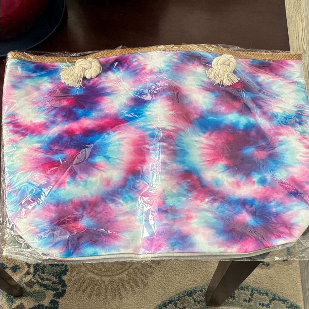 Colorful Tie-Dye Tote Bag with Rope Handles - Picture 2 of 5